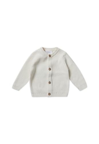 Stellou & friends Cardigan-Strickjacke für Mädchen und Jungen mit Knöpfen in Holz-Optik | Hochwertige Baby-Kleidung aus 100% Baumwolle - IV V I Gr. 62/68 - Weiß II von Stellou & friends