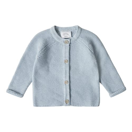 Stellou & friends Cardigan-Strickjacke für Mädchen und Jungen mit Knöpfen in Holz-Optik | Hochwertige Baby-Kleidung aus 100% Baumwolle - IV V I Gr. 74/80 - Light Blue von Stellou & friends