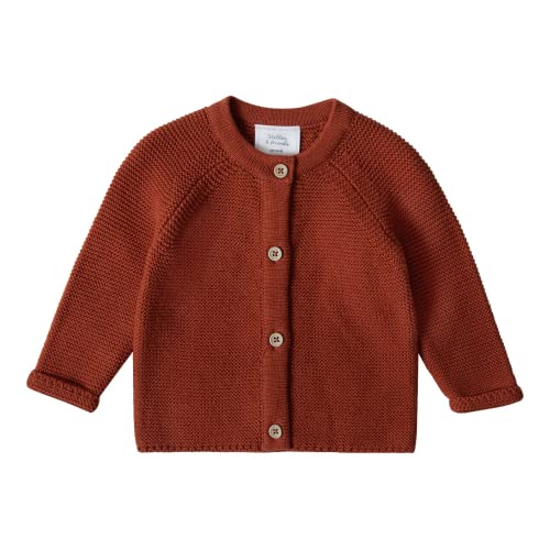 Stellou & friends Cardigan-Strickjacke für Mädchen und Jungen mit Knöpfen in Holz-Optik | Hochwertige Baby-Kleidung aus 100% Baumwolle - IV V I Gr. 74/80 - Ginger Brown von Stellou & friends