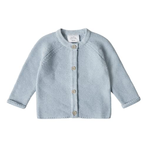 Stellou & friends Cardigan-Strickjacke für Mädchen und Jungen mit Knöpfen in Holz-Optik | Hochwertige Baby-Kleidung aus 100% Baumwolle - IV V I Gr. 62/68 - Light Blue von Stellou & friends