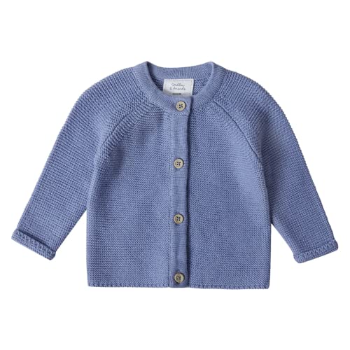 Stellou & friends Cardigan-Strickjacke für Mädchen und Jungen mit Knöpfen in Holz-Optik | Hochwertige Baby-Kleidung aus 100% Baumwolle - IV V I Gr. 50/56 - Lila von Stellou & friends