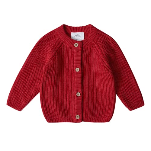 Stellou & friends Cardigan-Strickjacke für Mädchen und Jungen | Hochwertige Baby-Kleidung aus 100% Baumwolle | Gr. 74/80 - Rot von Stellou & friends