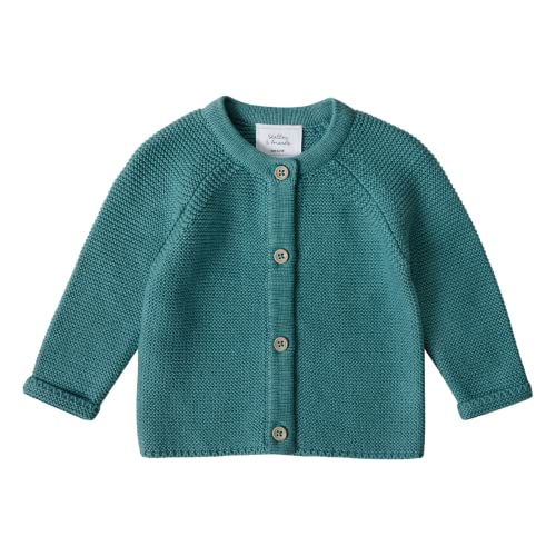 Stellou & friends Cardigan-Strickjacke für Mädchen und Jungen mit Knöpfen in Holz-Optik | Hochwertige Baby-Kleidung aus 100% Baumwolle - IV V I Gr. 74/80 - Salbei von Stellou & friends