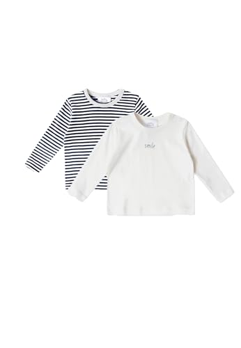 Stellou & friends Langarmshirt 2er Set Unisex I Hochwertige Baby-Kleidung aus 100% Bio Baumwolle I Gr. 98-104 - Weiß Navy von Stellou & friends