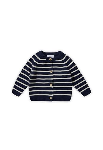 Stellou & friends Strickjacke-Cardigan für Jungen und Mädchen mit Kapuze| Hochwertige Baby-Kleidung aus 100% Baumwolle I Gr. 62/68 - Navy Stripes von Stellou & friends