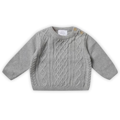 Stellou & friends Strickpullover für Jungen und Mädchen I Hochwertige Baby-Kleidung aus 100% Baumwolle I Gr. 86/92 - Grau Melange von Stellou & friends