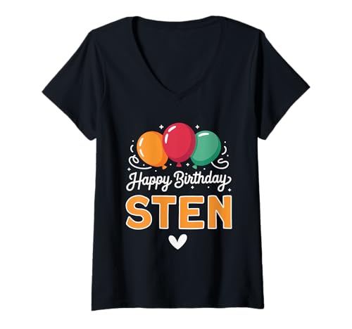 Damen Alles Gute zum Geburtstag Spruch Sten T-Shirt mit V-Ausschnitt Damen Alles Gute zum Geburtstag Spruch Sten T-Shirt mit V-Ausschnitt von Sten Name Spruch für Geburtstag