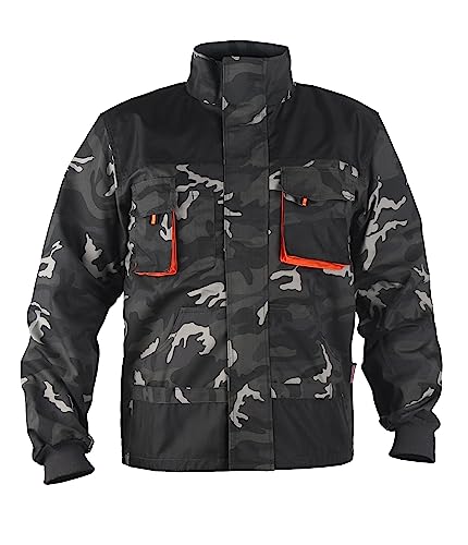 Kastor Arbeitsjacke Herren - Robuste Arbeitsjacke Männer mit Zwei Unteren Taschen, Zwei Brusttaschen mit Patte und Klettverschluss, Elastische Bündchen, Verstärkte 600D-Polyester Teile - Camouflage 48 von Stenso