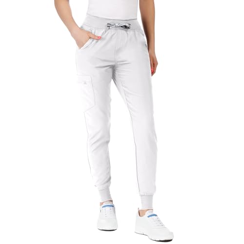Stenso Nobby Medizinische Jogginghose Unisex - Stretch Schlupfhose Männer & Damen - Elastischer Bund Mit Kordelzug - 2 Vorder- & 2 Gesäßtaschen - Cargotasche Mit Reißverschluss Weiß S von Stenso
