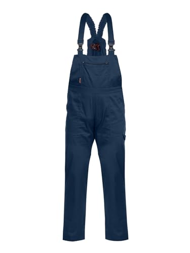 Stenso Pluton Klassische Latzhose Herren Arbeitshose - Arbeitshosen Männer mit 2 Vordertaschen, 2 Gesäßtaschen, Werkzeugtasche, Brusttasche mit Reißverschluss, Elastischer Bund Dunkelblau 3XL von Stenso