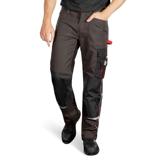 Prisma Arbeitshosen Männer Cargohose Herren mit Elastischem Bund, Hammerschlaufe, Zwei Vordertaschen, Verstärkte Knie mit Kniepolstertaschen, Reflektierende Elemente - Braun EU60 von Stenso