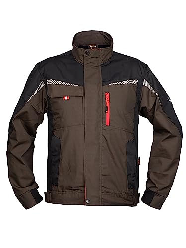 Prisma Arbeitsjacke Herren Multifunktionale Arbeitsjacke Männer Bundjacke - reflektierende Streifen - enge Passform - Braun 52 von Stenso