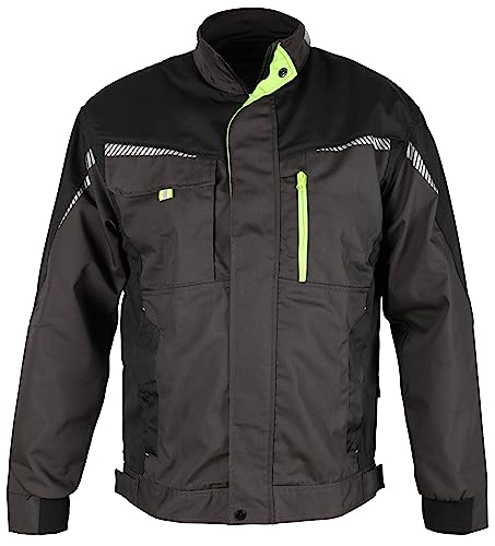 Prisma Arbeitsjacke Herren Multifunktionale Arbeitsjacke Männer Bundjacke - reflektierende Streifen - enge Passform - Grau/Schwarz/Grün 50 von Stenso