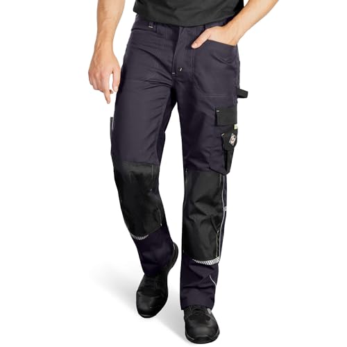 Prisma Arbeitshosen Männer - Cargohose Herren mit Elasthan, Stretch, 2 Seiten- und Gesäßtaschen, Werkzeugtasche, Verstärkte Knie mit Knieschutztasche, Reflektierende Elemente Grau Spandex 50 von Stenso