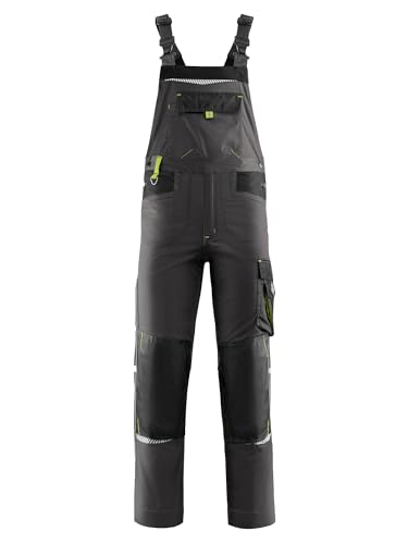Stenso Prisma Arbeitshosen Männer Latzhose Herren Arbeitshose Mit Multifunktionstaschen, Verstärkte Knie Mit Kniepolstertaschen, Elastische Taille, Arbeitslatzhose Herren Grau 64 von Stenso