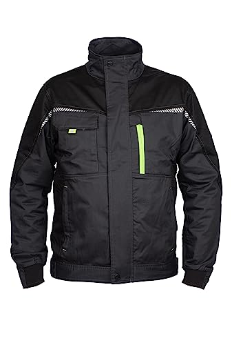 Prisma Arbeitsjacke Herren - Elastische Arbeitsjacke Männer Stretch mit Funktionstaschen, Reflektierenden Elementen, Verstärkten Schultern & Ellenbogen - Bundjacke Stretch - Grau mit Elasthan EU48 von Stenso