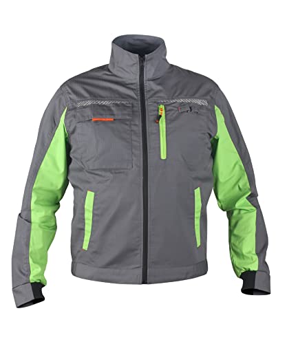 Prisma Arbeitsjacke Herren Multifunktionale Arbeitsjacke Männer Bundjacke - reflektierende Streifen - enge Passform - Ripstop: Grau/Grün 56 von Stenso