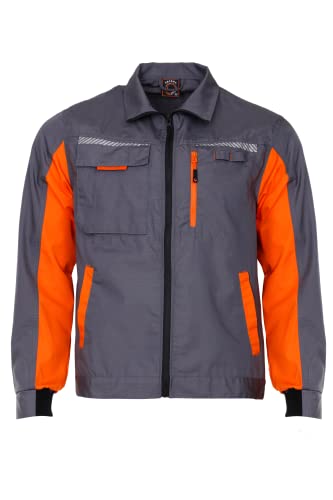 Prisma Arbeitsjacke Herren Multifunktionale Arbeitsjacke Männer Bundjacke - reflektierende Streifen - enge Passform - Ripstop: Grau/Orange 48 von Stenso