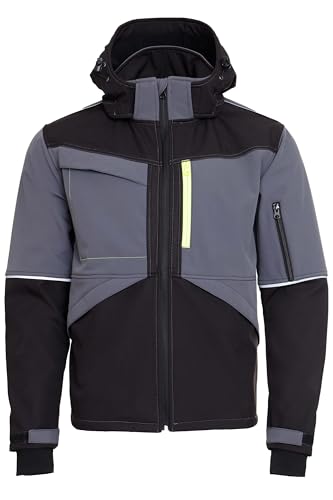 Prisma Stretch Arbeitsjacke Herren - Softshelljacke Für Herren, Wasserdicht, Mit Abnehmbarer Kapuze, Wanderjacke, Reflektierende Elemente, Versteckte Brusttasche, Klettverschluss S von Stenso