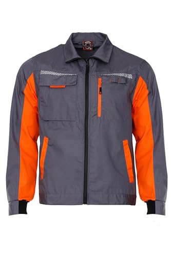 Prisma Summer Arbeitsjacke Herren - Leichte Ripstop Arbeitsjacke Männer mit Reflektierenden Elementen, Zwei Underen und Oberen Taschen - Bundjacke Herren: Grau/Orange 52 von Stenso