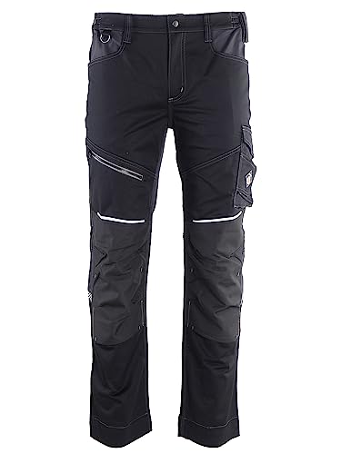 Revolt 4Stretch Arbeitshosen Männer - Cargohose Herren Mit Stretch - Elastische Arbeitshosen Männer Stretch, Baumwolle-Polyester Mix, Cordura-Verstärkte Knie, Reflektierende Elemente Schwarz/Grau 44 von Stenso