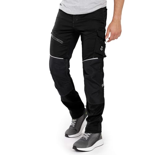 Revolt 4Stretch Arbeitshosen Männer - Cargohose Herren Mit Stretch - Elastische Arbeitshosen Männer Stretch, Baumwolle-Polyester Mix, Cordura-Verstärkte Knie, Reflektierende Elemente Schwarz/Grau 52 von Stenso