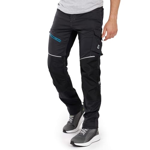 Revolt 4Stretch Arbeitshosen Männer - Cargohose Herren Mit Stretch - Elastische Arbeitshosen Männer Stretch, Baumwolle-Polyester Mix, Cordura-Verstärkte Knie, Reflektierende Elemente Grau/Schwarz 44 von Stenso