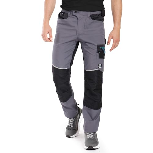 Stenso Revolt Arbeitshosen Männer - Cargohose Herren mit Stretch, Ripstop, Multifunktionstaschen, Reflektierende Elemente, YKK-Reißverschluss, Elastischer Bund - Arbeitshose Herren Grau 62 von Stenso
