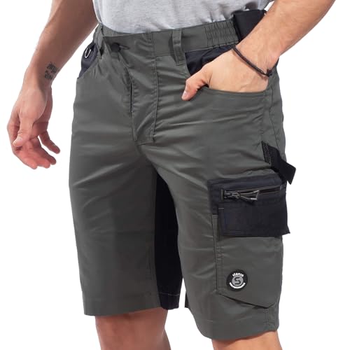 Revolt Kurze Hosen Herren - Kurze Arbeitshose Herren mit Stretch, Ripstop und Multifunktionstaschen - Arbeitshosen Männer Kurz mit Reflektierenden Elementen und YKK-Reißverschluss Grün 54 von Stenso