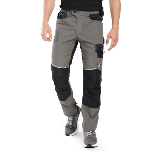 Revolt Arbeitshosen Männer - Cargohose Herren mit Stretch, Ripstop, Multifunktionstaschen, Reflektierende Elemente, YKK-Reißverschluss, Elastischer Bund - Arbeitshose Herren mit Verstärkungen Grün 52 von Stenso