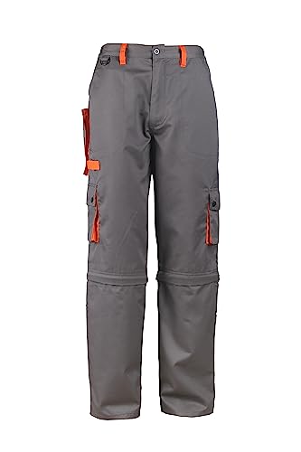 Stenso Desman Herren Bundhosen Cargohose und kurzen Arbeitshosen 2 in 1 - Grau/Orange EU54 von Stenso