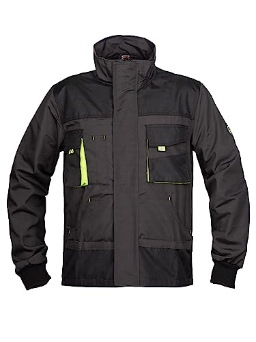 Kastor Arbeitsjacke Herren - Robuste Arbeitsjacke Männer mit Zwei Unteren Taschen, Zwei Brusttaschen mit Patte und Klettverschluss, Elastische Bündchen, Verstärkte 600D-Polyester Teile - Grau/Grün 48 von Stenso