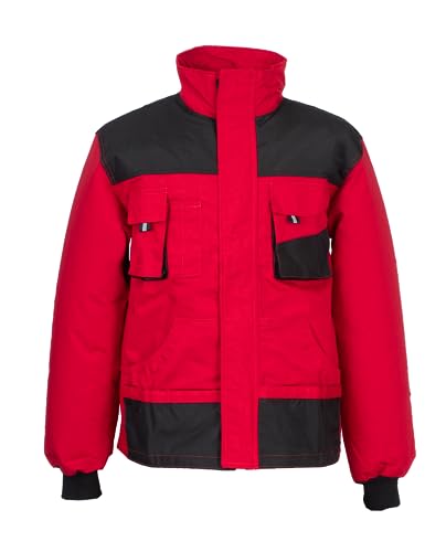 Stenso Emerton Arbeitsjacke Herren Multifunktionale Arbeitsjacke Männer Bundjacke - strapazierfähig - Rot/Schwarz 56 von Stenso