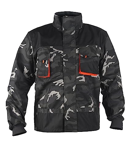 Stenso Emerton Arbeitsjacke Herren Multifunktionale Arbeitsjacke Männer Bundjacke - strapazierfähig - Camouflage Dunkelblau/Schwarz/Orange 54 von Stenso