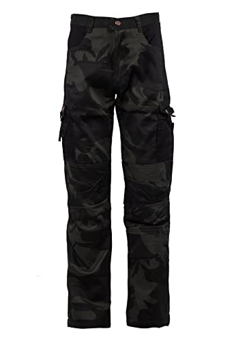 Stenso Kamo - Herren Camouflage Arbeitshose Cargohose/Bundhose mit Multifunktions-Taschen - Schwarz 2XL von Stenso