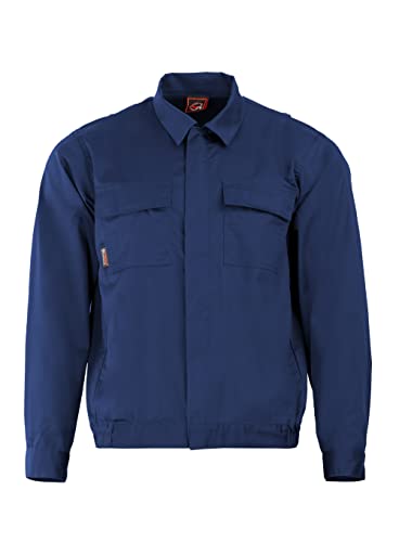 Pluton Klassische Arbeitsjacke Herren - Arbeitsjacke Männer mit Zwei Brusttaschen mit Patte, Reißverschluss, Elastische Taille, Manschetten mit Knopfverschluss, Bequem und Robust - Dunkelblau M von Stenso
