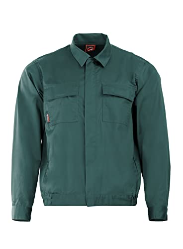 Stenso Pluton Klassische Arbeitsjacke Herren - Arbeitsjacke Männer mit Zwei Brusttaschen mit Patte, Reißverschluss, Elastische Taille, Manschetten mit Knopfverschluss, Bequem und Robust - Grün 2XL von Stenso