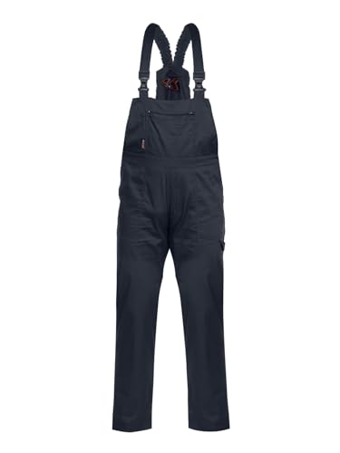 Stenso Pluton Klassische Latzhose Herren Arbeitshose - Arbeitshosen Männer mit 2 Vordertaschen, 2 Gesäßtaschen, Werkzeugtasche, Brusttasche mit Reißverschluss, Elastischer Bund Grau XL von Stenso