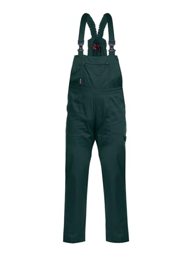 Stenso Pluton Klassische Latzhose Herren Arbeitshose - Arbeitshosen Männer mit 2 Vordertaschen, 2 Gesäßtaschen, Werkzeugtasche, Brusttasche mit Reißverschluss, Elastischer Bund Grün 3XL von Stenso