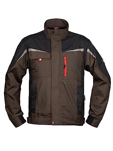 Stenso Prisma Arbeitsjacke Herren - Funktionale Arbeitsjacke Männer mit Zwei Unteren und Zwei Oberen Taschen, Verstärkten Schulterplatten, Reflektierenden Elementen, Bundjacke Herren - Braun 60 von Stenso