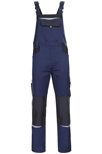 Prisma Arbeitshosen Männer Latzhose Herren Arbeitshose Mit Stretch, 2 Seitentaschen, 2 Gesäßtaschen, Brusttasche Mit Patte, Cargotasche, Verstärkte Knie, Elastische Taille Blau Spandex 60 von Stenso