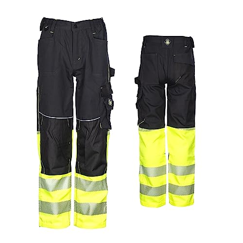 Stenso Prisma Warnschutzhose Herren Warnschutz Hose Herren Arbeitshose EN ISO 20471 Schwarz/Gelb EU54 von Stenso