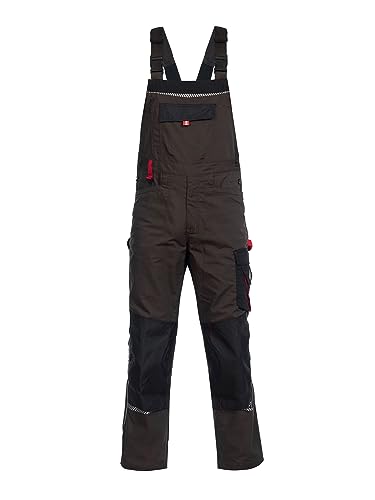 Prisma Arbeitshosen Männer Latzhose Herren Arbeitshose Mit Multifunktionstaschen, Verstärkte Knie Mit Kniepolstertaschen, Elastische Taille, Reflektierende Elemente, Arbeitslatzhose Herren Braun 60 von Stenso