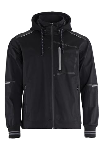 Stenso Revolt 4Stretch Arbeitsjacke Herren, Elastische Arbeitsjacke Männer Stretch mit Abnehmbarer Kapuze, Hoher Baumwollanteil, Reflektierende Elemente, Verstellbare Taille Schwarz/Grau 56 von Stenso