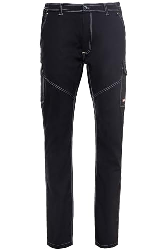 Worker Stretch Arbeitshosen Männer Unisex - Geeignet Für Alle Jahreszeiten - Cargohose Herren Aus Baumwolle Mit 2 Klassischen Vordertaschen, Cargotasche, 2 Gesäßtaschen - Arbeitshose Damen Schwarz 2XL von Stenso