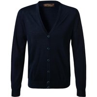 Stenströms Herren Cardigan blau Merinowolle unifarben von Stenströms