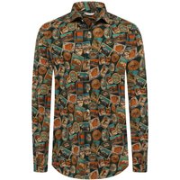 Stenströms Hemd mit Vintage-Motiven aus Twofold Super Cotton, Slimline in XXL von Stenströms