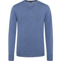 Stenströms Pullover mit V-Ausschnitt aus Merinowolle mit Ellenbogenpatches in L von Stenströms