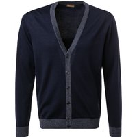 Stenströms Herren Cardigan blau Merinowolle unifarben von Stenströms