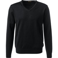 Stenströms Herren Pullover schwarz Merinowolle unifarben von Stenströms